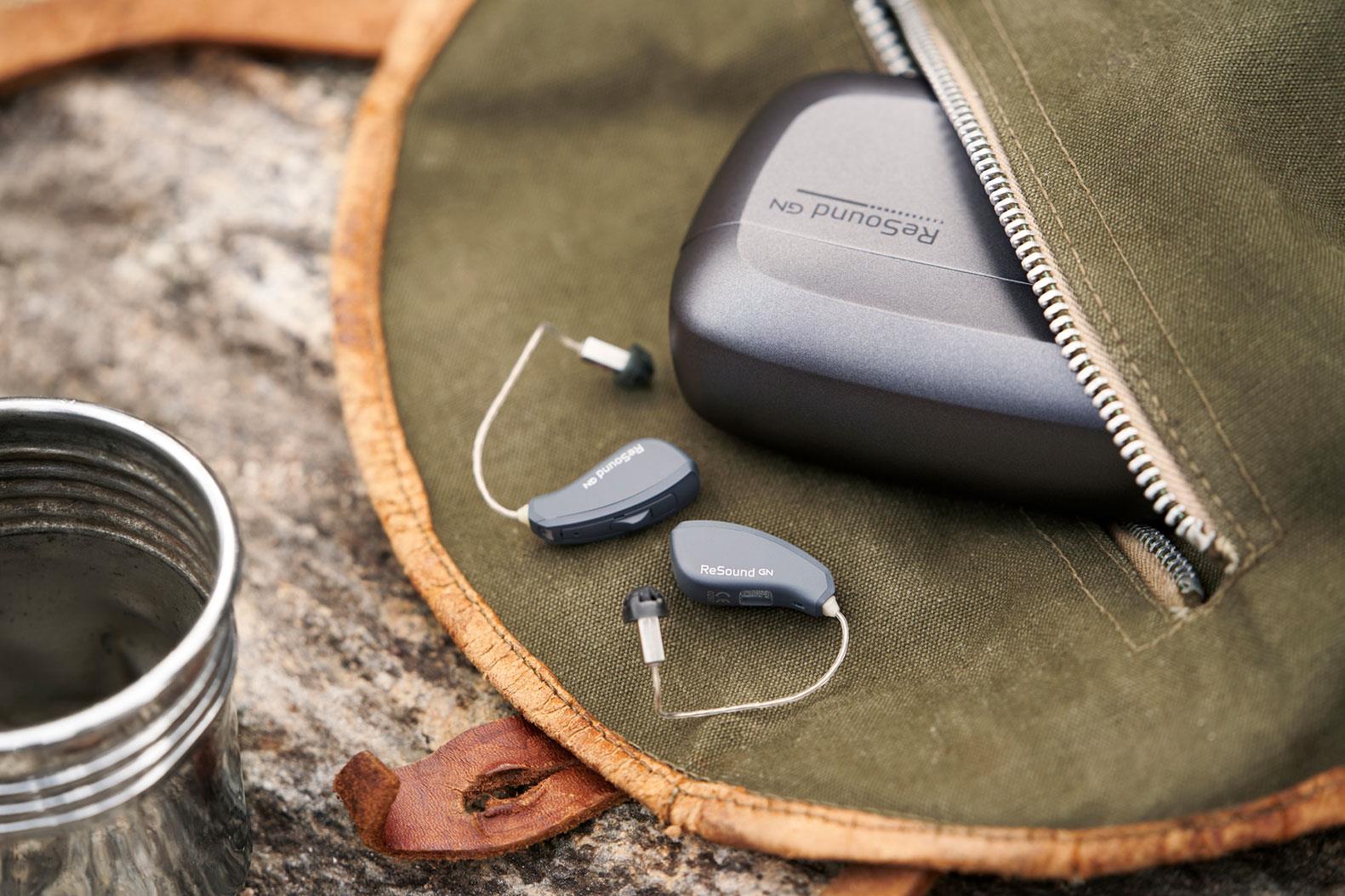 ReSound rechargeable hearing aids and charging case, the featured brand at The Hearing Place in Falconer, NY